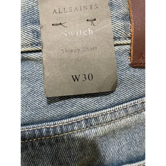 AllSaints Switch Ripped Damaged Cutoff Denim Shorts Size 30